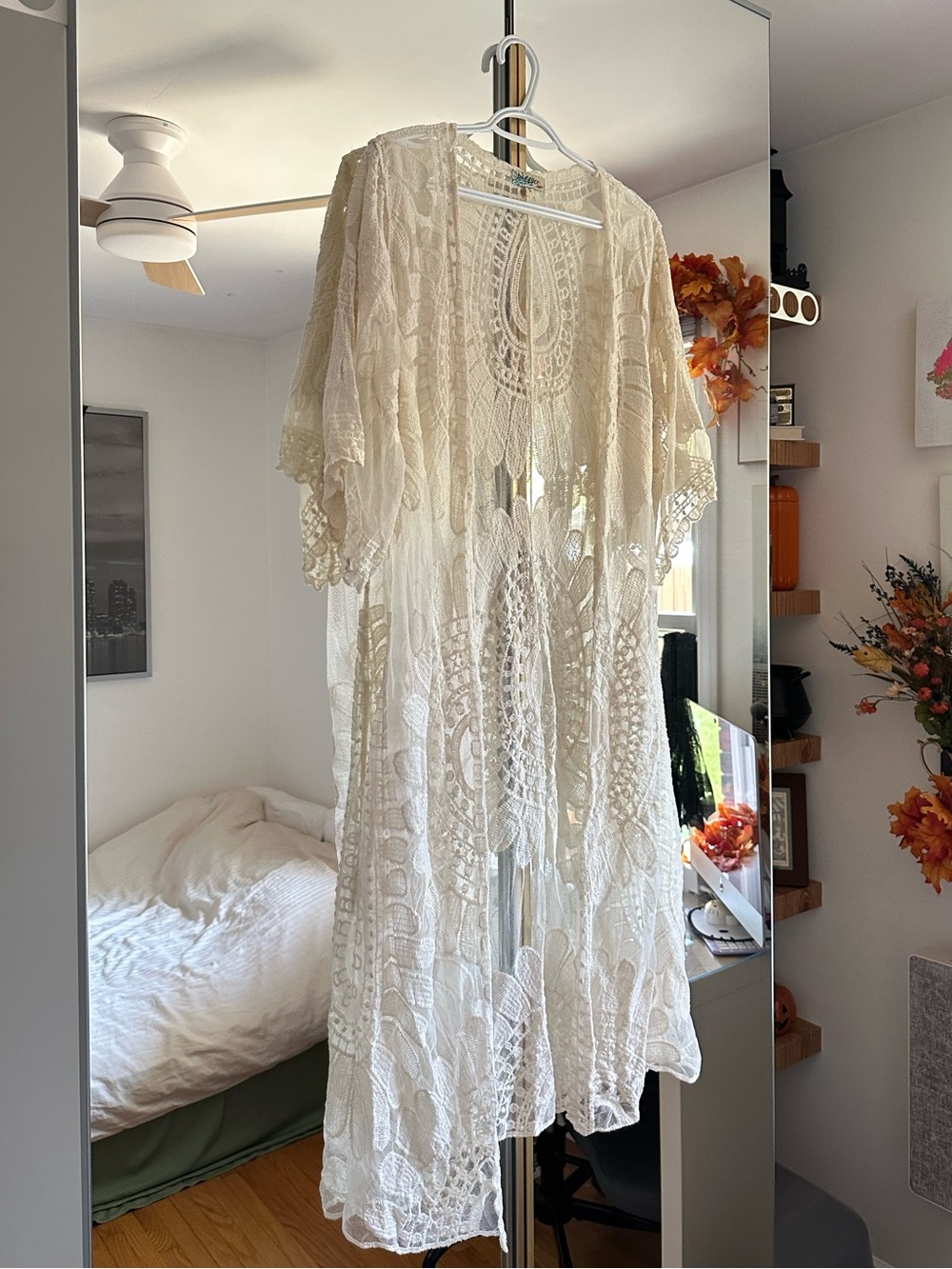 Rebellion Again Lace Crochet Boho Kimono Cardigan - S